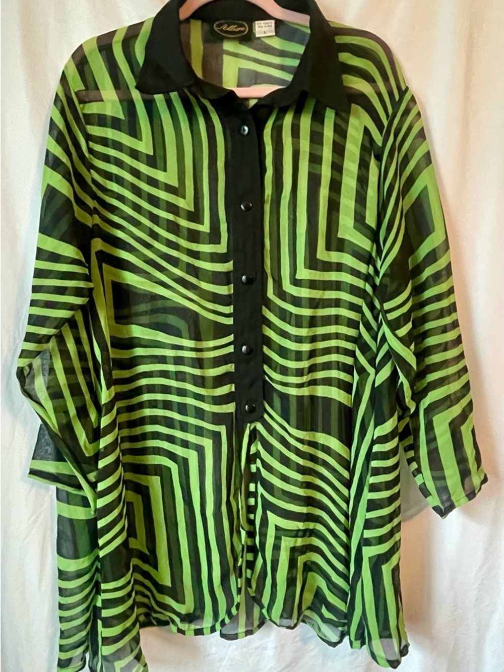 Women’s size large sheer button-down blouse shirt by Allure